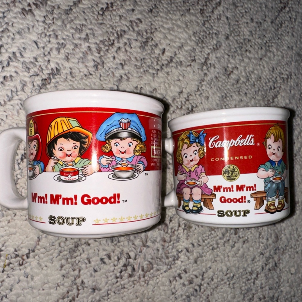 Campbells Soup M’mm M’mm Good 1993 Set of 2 Cups ~ Pristine Condition ~ Perfect